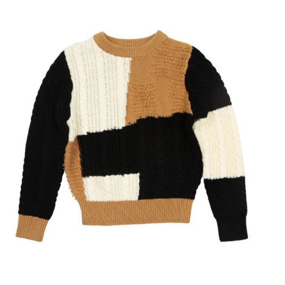 Motu Willow Sweater Boys Size 10 Pullover Acorn Color Block Pullover Crew - Picture 1 of 8